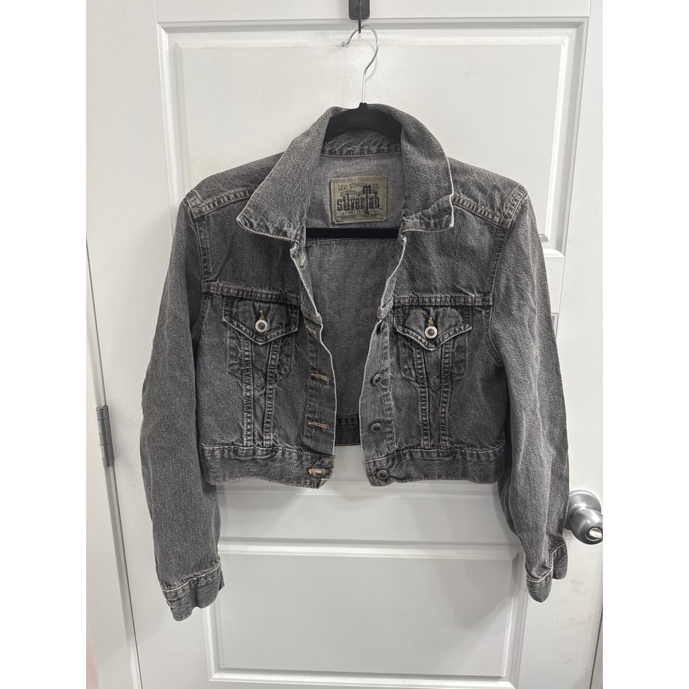Levi's SilverTab Vintage Cropped Denim Jacket Faded Black Women's Size Small
